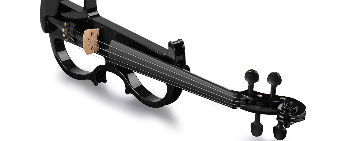 Електрична скрипка Vangoa 4/4 з цільного дерева, повного розміру, з усіма аксесуарами (колінь, чохол, кабель, підставка, смычок)