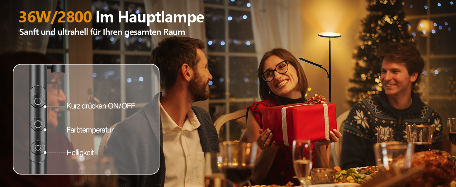 Стійка лампа для вітальні з регулюванням яскравості, 42W LED, 4200LM, з регулюванням кольору 2700K-6500K, з пультом та сенсорним керуванням