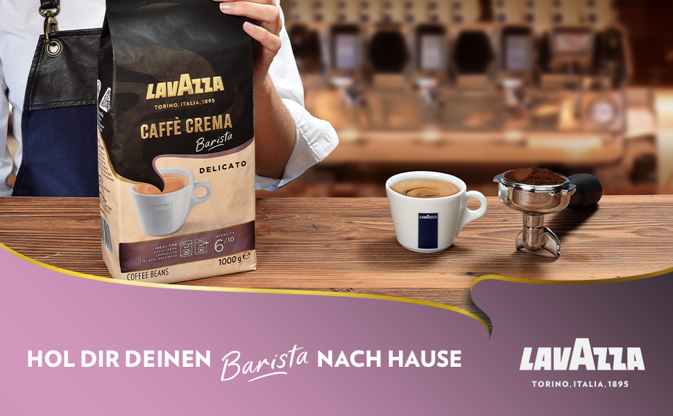 Кава в зернах Lavazza Caffè Crema Barista Delicato, Арабіка та Робуста для еспресомашин, середній обсмаження, нотки шоколаду та какао, інтенсивність 6/10, 1 кг