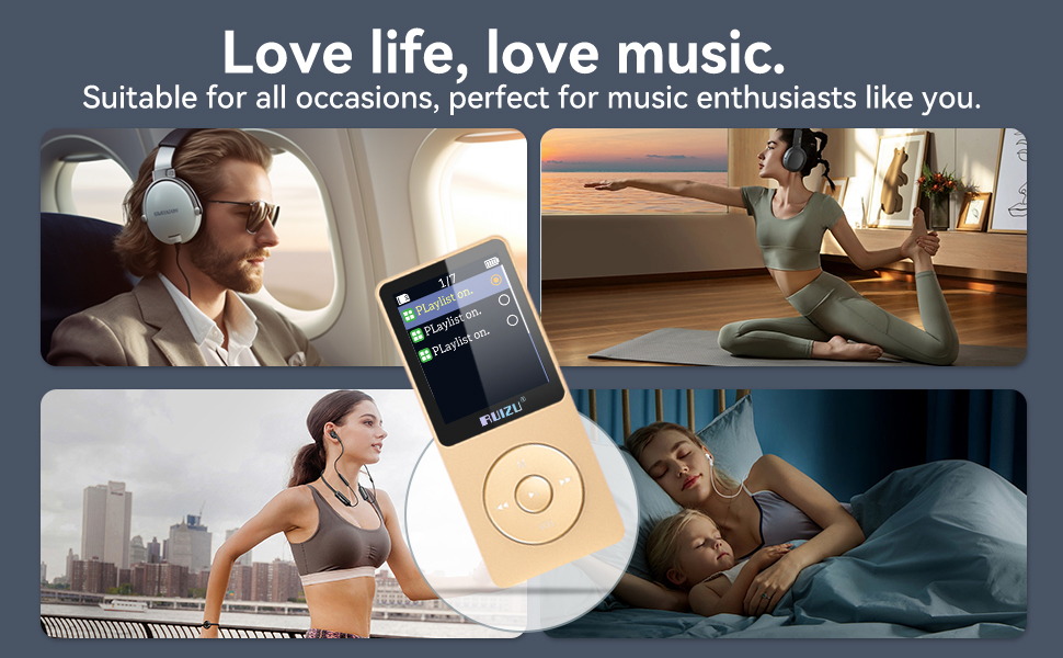 MP3-плеєр 64GB з Bluetooth 5.3, легкий (30г), до 80 годин роботи, 1.8