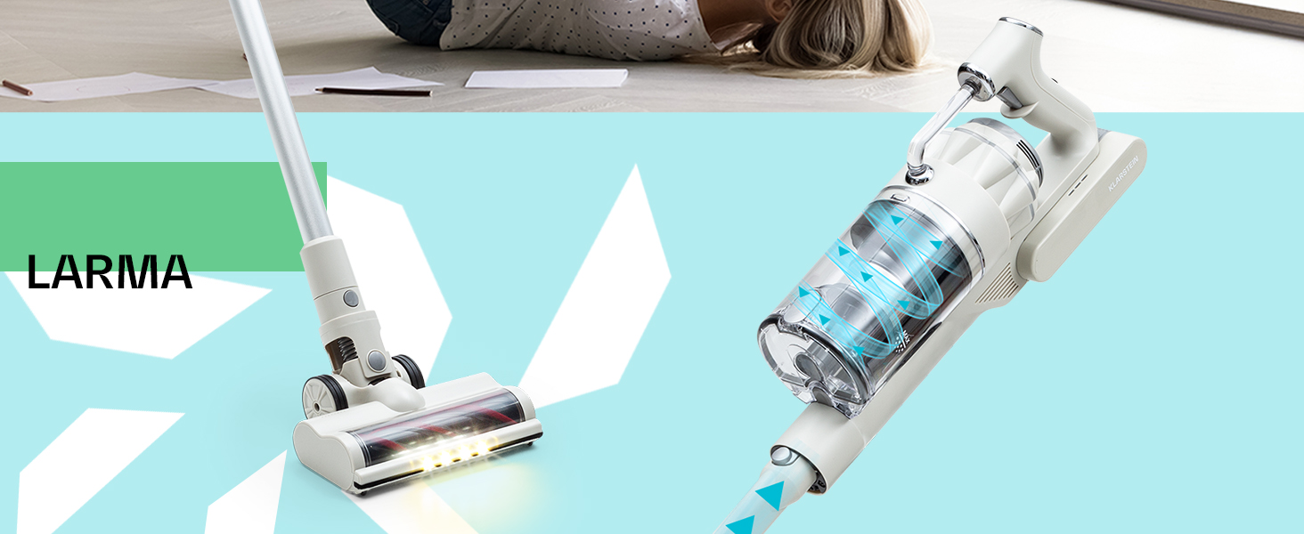 Бездротовий акумуляторний пилосос Klarstein без мішка з 4-ступеневим фільтром E12 EPA для шерсті тварин, килима та твердих підлог, ручний без мішка з насадкою для підлоги 180°