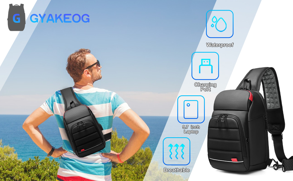 Чоловіча сумка-слінг Crossbody з USB-портом, водонепроникна нагрудна сумка для планшета 9.7