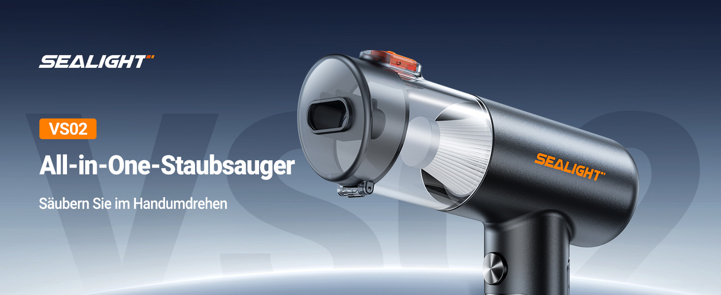 Акумуляторний пилосос SEALIGHT Handstaubsauger 32000 Pa безщітковий, міні-пилосос 4-в-1 з контейнером для пилу та чохлом для зберігання