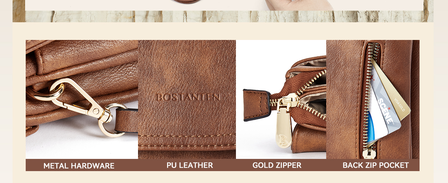 Сумка-клатч BOSTANTEN Klein через плече для телефону, сіра PU шкіра, жіноча, з гаманцем