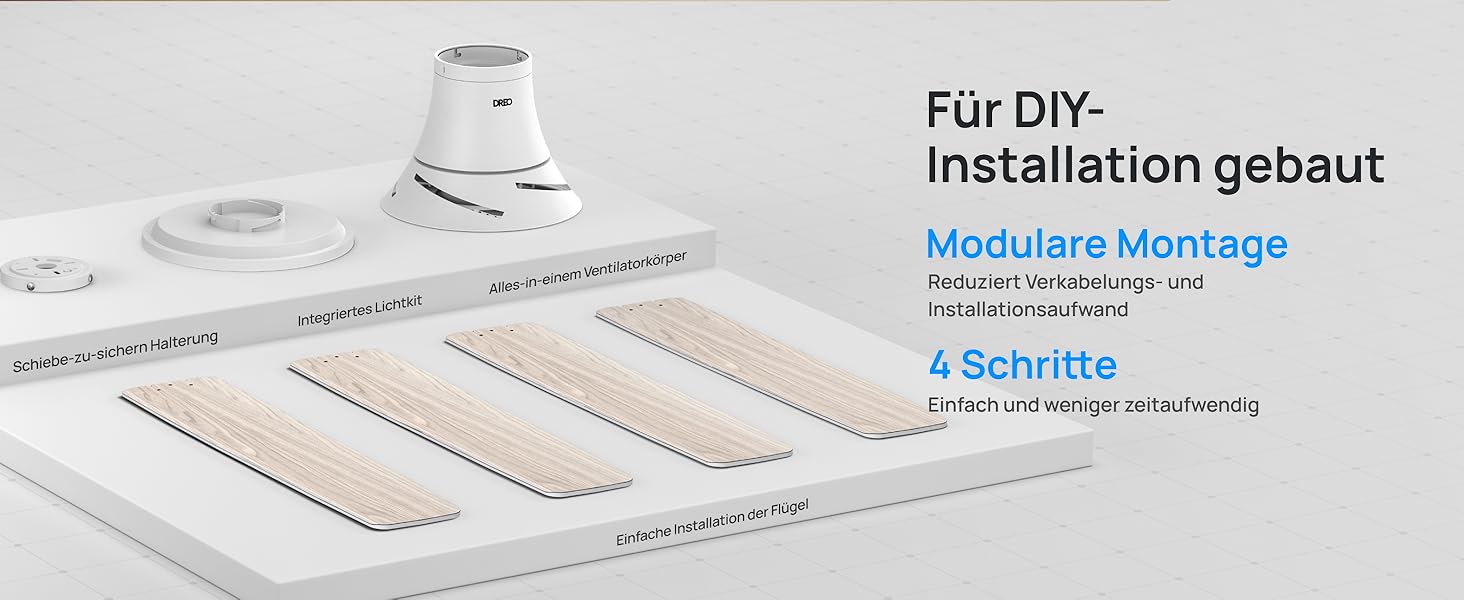 Вентилятор стельовий Dreo з підсвічуванням та пультом, 112 см, чорний, 5 лопатей, 6 рівнів регулювання яскравості, 6 швидкостей, тихий, таймер, легка збірка, для спальні