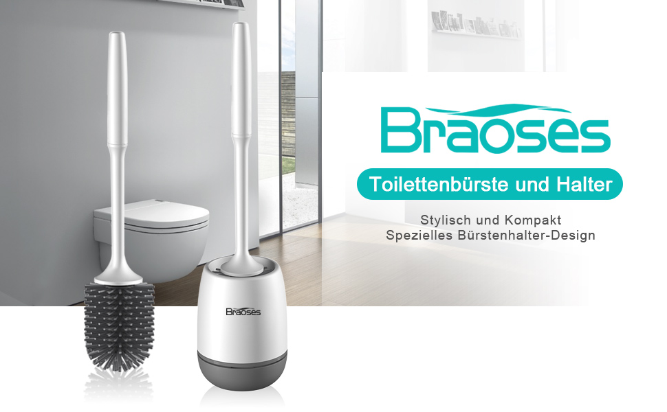 Набір для туалету з щіткою та тримачем: довга ручка, швидке висихання, настінний/підлоговий монтаж (білий та чорний)