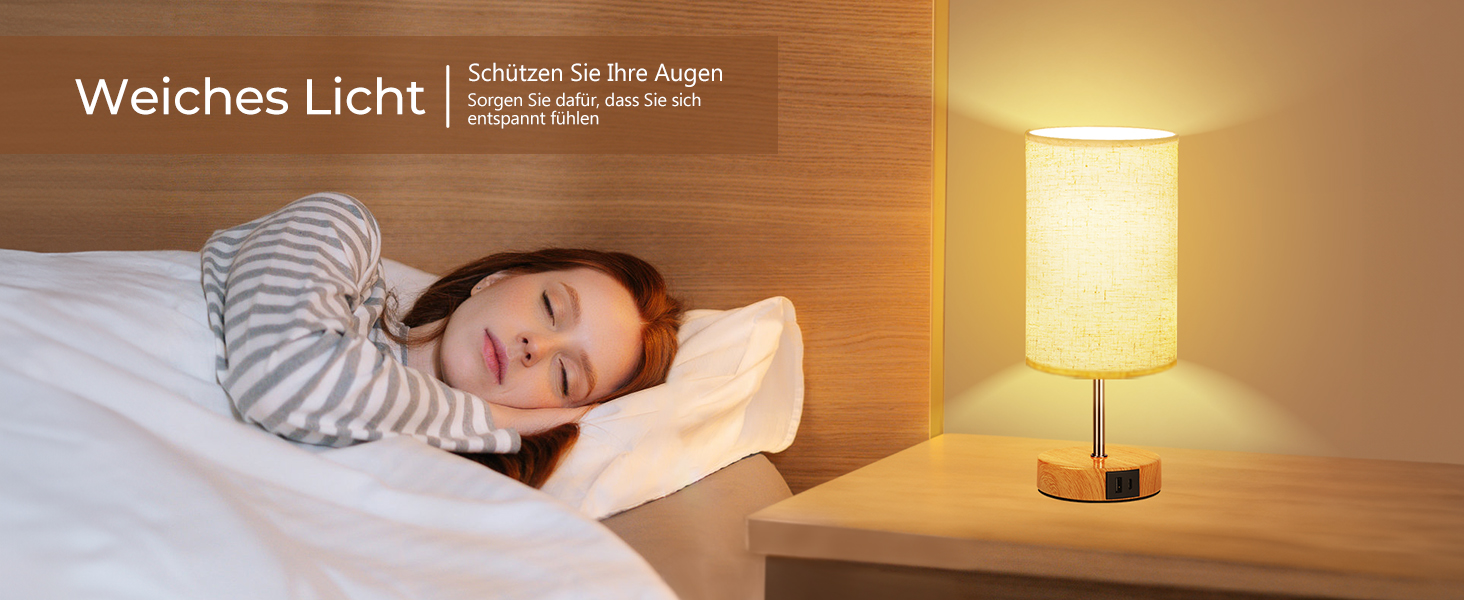 Настільна лампа Suright з торшером, сенсорне керування, диммування, USB A+C, тканинний абажур, дерев'яний цоколь, для спальні/вітальні (LED, 1 шт.) - бежева