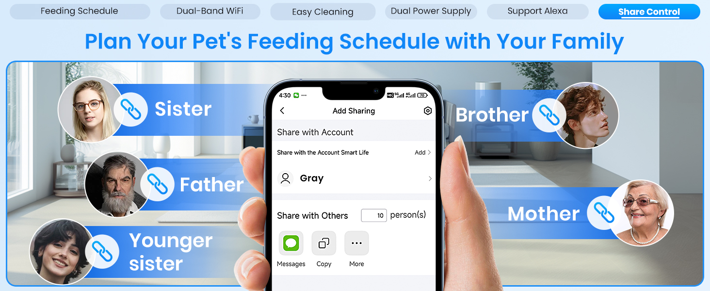 Автоматичне годування для котів Frienhund: 7л, 2 миски, WiFi, керування через APP, сухий корм, Alexa, для кількох котів