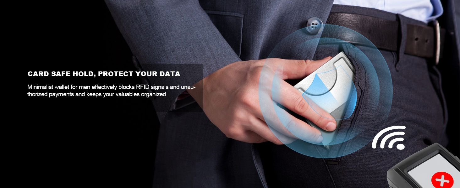 Чоловічий гаманець TOYFID з кишенькою для AirTag, 12 відділень для карток, відділення для грошей, RFID захист, з кнопкою виштовхування карт, алюміній, сріблястий