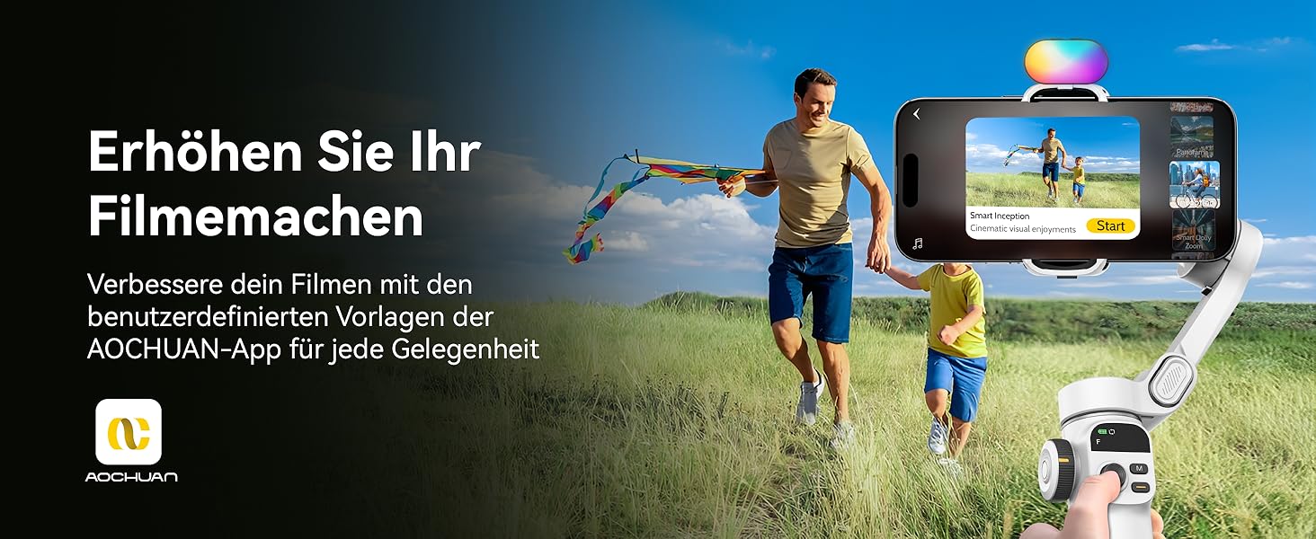 Стабілізатор для iPhone та Android від AOCHUAN: 3-осьовий гімбал з OLED-дисплеєм та подовжувачем 7,8 дюймів (Smart X2 Kit)