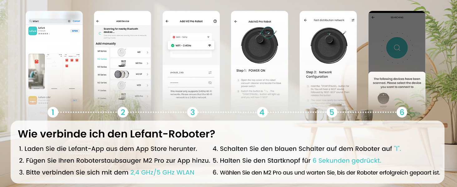 Робот-пилосос LEFANT M1 Pro: з картографією, функцією миття, 5500Pa, для тварин, керування через додаток/Alexa, білий/чорний