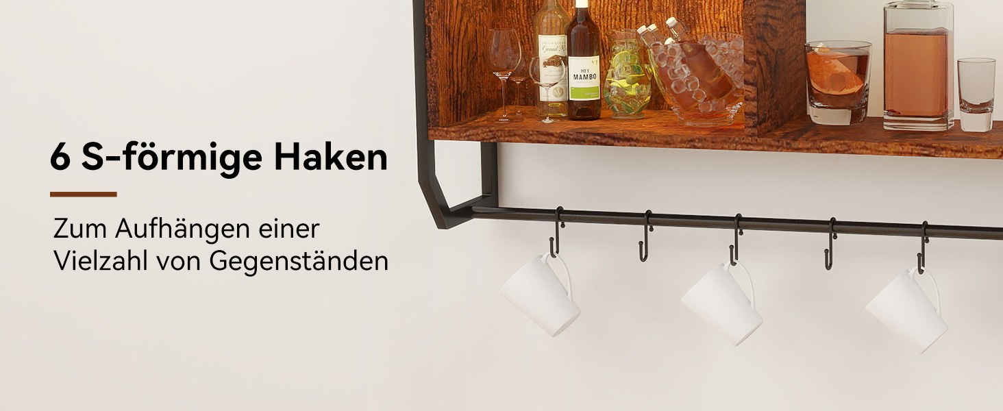 Стильне металеве виноградник на стіну з LED-підсвічуванням, 3 яруси, для бару, кухні, вітальні, ресторану, чорний, 20x80 см