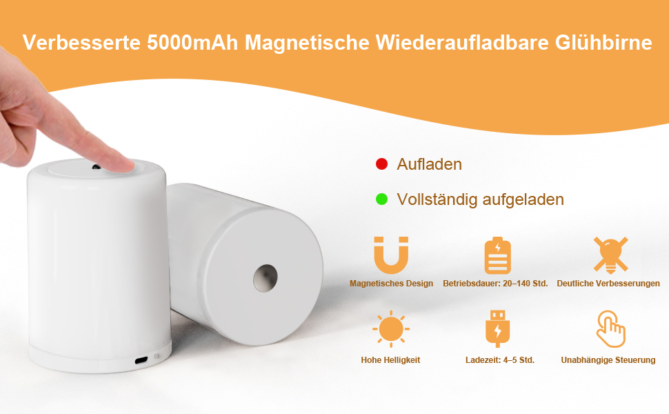 Бездротова LED-лампа на приліжкові з акумулятором 5000mAh, сенсорне керування, RGB, з пультом ДУ, регулювання яскравості, магнітне кріплення, чорна