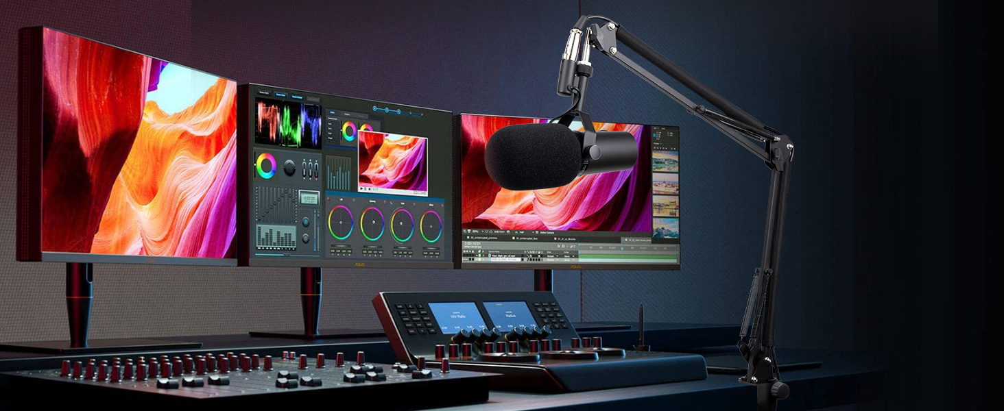 Тримач для мікрофона SM7B YOUSHARES 04 з поп-фільтром - Шарнірний мікрофонний стійка для студійного мікрофона Shure SM7B XLR