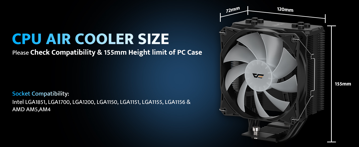 Кулер для процесора darkFlash Z4Pro Mist, 120 мм, TDP 200W, 4 теплові трубки, ARGB PWM, білий (Intel LGA115x/12xx/17xx, AMD AM4/AM5)