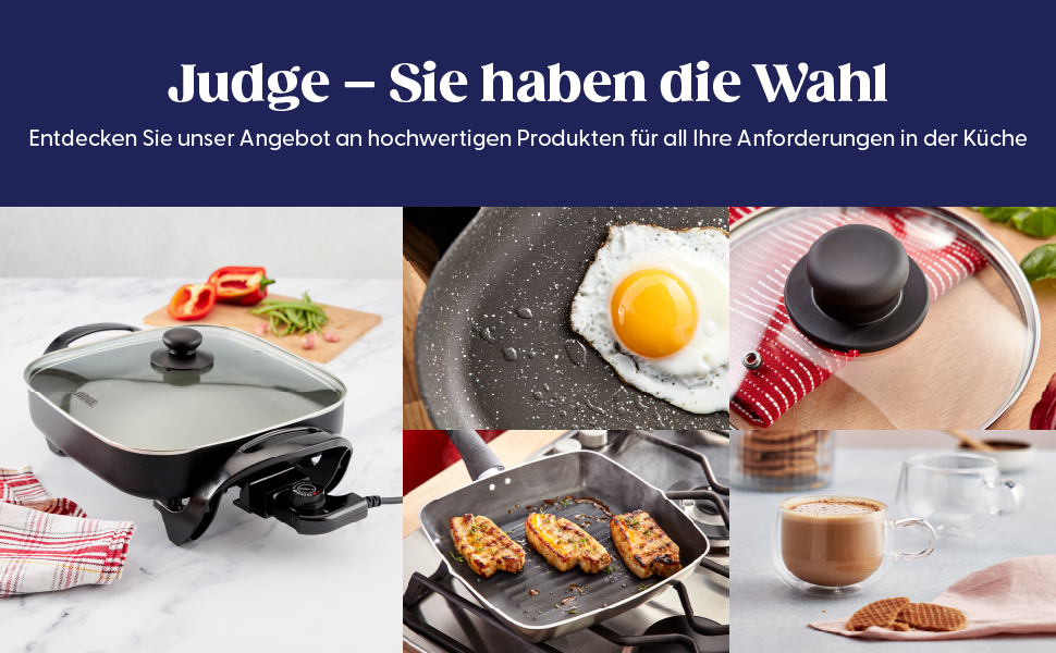 Judge Essentials Stainless Steel Cookware Set, 3-Piece Pot Set, 16 cm, 18 cm & 20 cm Pots, Glass Lids with Steam Vents, Induction Compatible