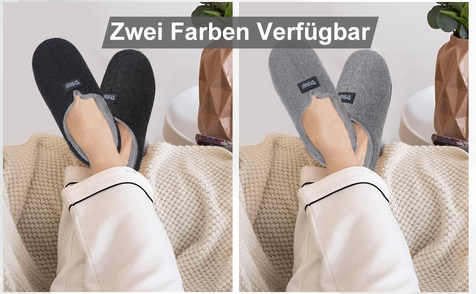 Фетрові домашні тапочки V.Step з пам'яттю форми, антиковзкі, зимові, чорні, 40/41 EU (для жінок та чоловіків)