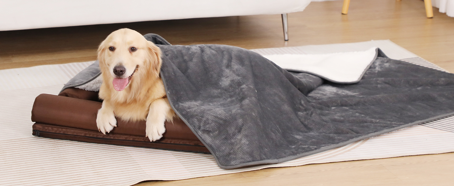 PETTOM Плед для собак та котів, водовідштовхуючий, м'який флісовий підстилку, 152 x 127 см (Сірий)