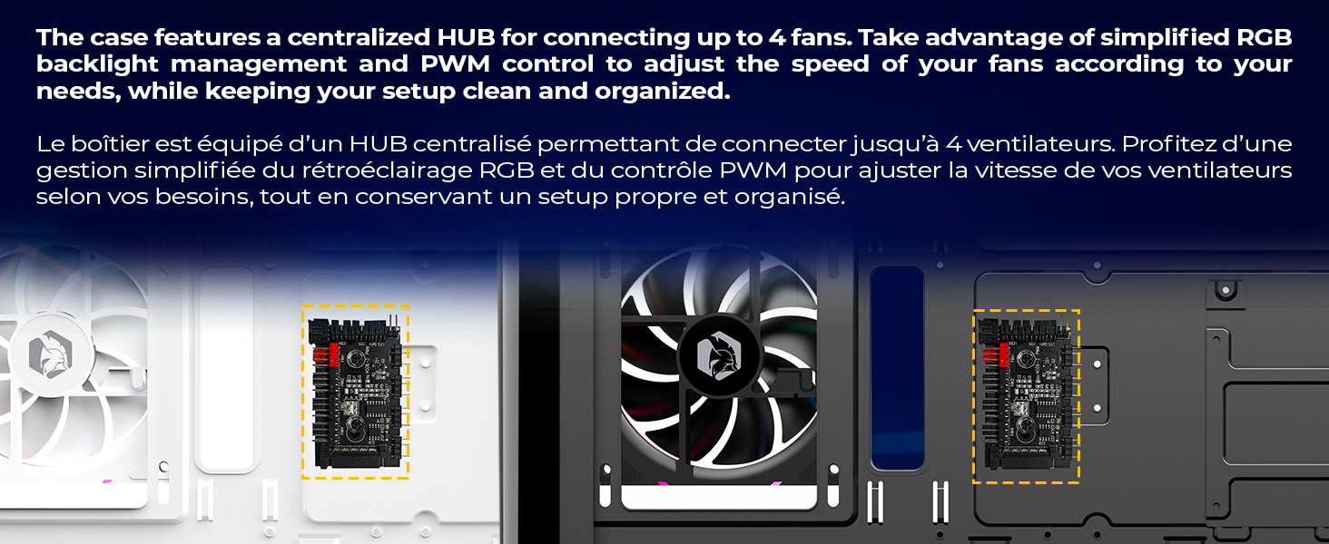 Корпус для ПК Empire Gaming ECM252 Mid Tower з цифровим дисплеєм (температура CPU/GPU, RPM) - 3 ARGB вентилятори - ATX/Micro-ATX/ITX - USB C (Чорний)