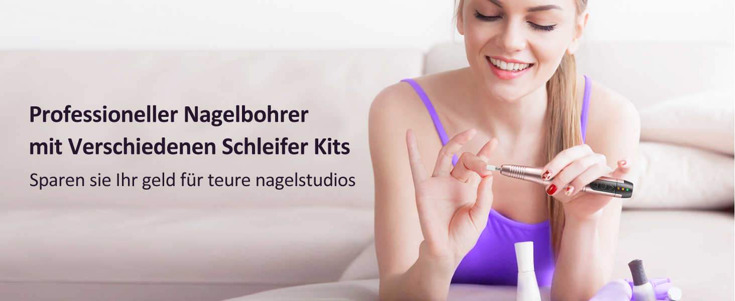 COSLUS Бездротовий портативний фрезер для нігтів 11 в 1: манікюр та педикюр, фрезер для гелю та акрилу, рожеве золото