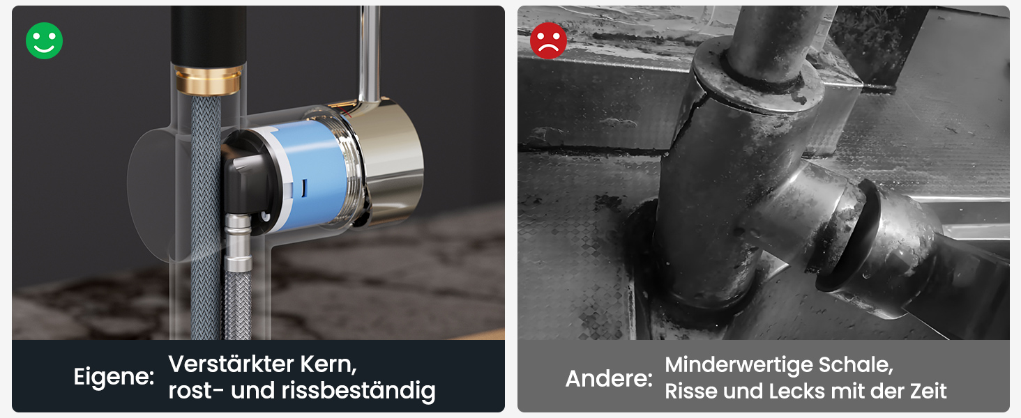 Змішувач для кухні CECIPA X203B чорного кольору з висувною насадкою, поворотний на 360°, з двома типами струменя, з нержавіючої сталі