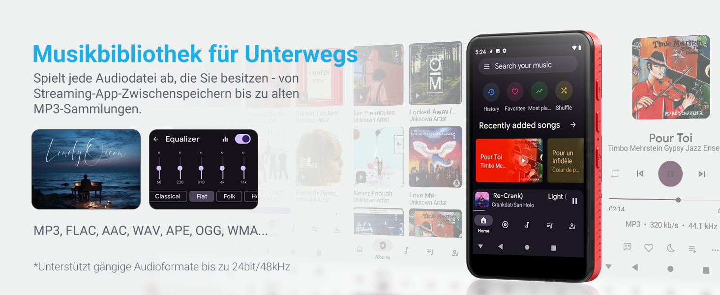 MP3 плеєр Mechen 96GB Bluetooth Android з Wi-Fi, 4.0
