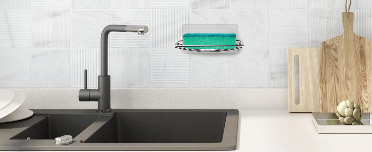 Тримач для мила без свердління Uten, нержавіюча сталь, самоклеючий з 2 гачками, для душу, ванної, кухні (сріблястий)