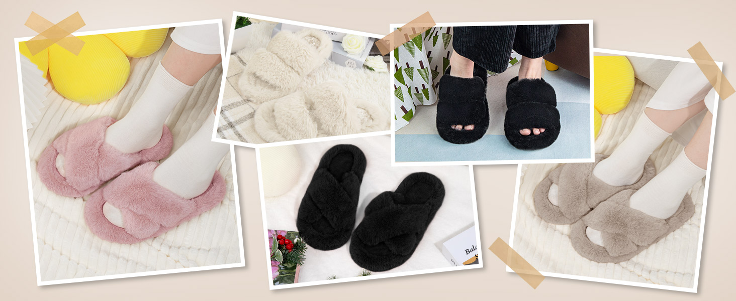 Жіночі тапочки з м'якою підкладкою, антиковзні, теплі, пухнасті, відкриті, для дому та вулиці, розмір 36/37 EU, 2 кольори