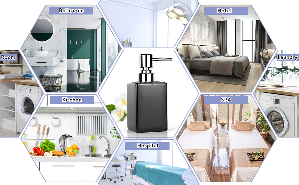 Керамічний дозатор для мила та лосьйону, 320 мл, квадратний, класичний, для кухні, ванної кімнати, пральні, наповнюваний, білий