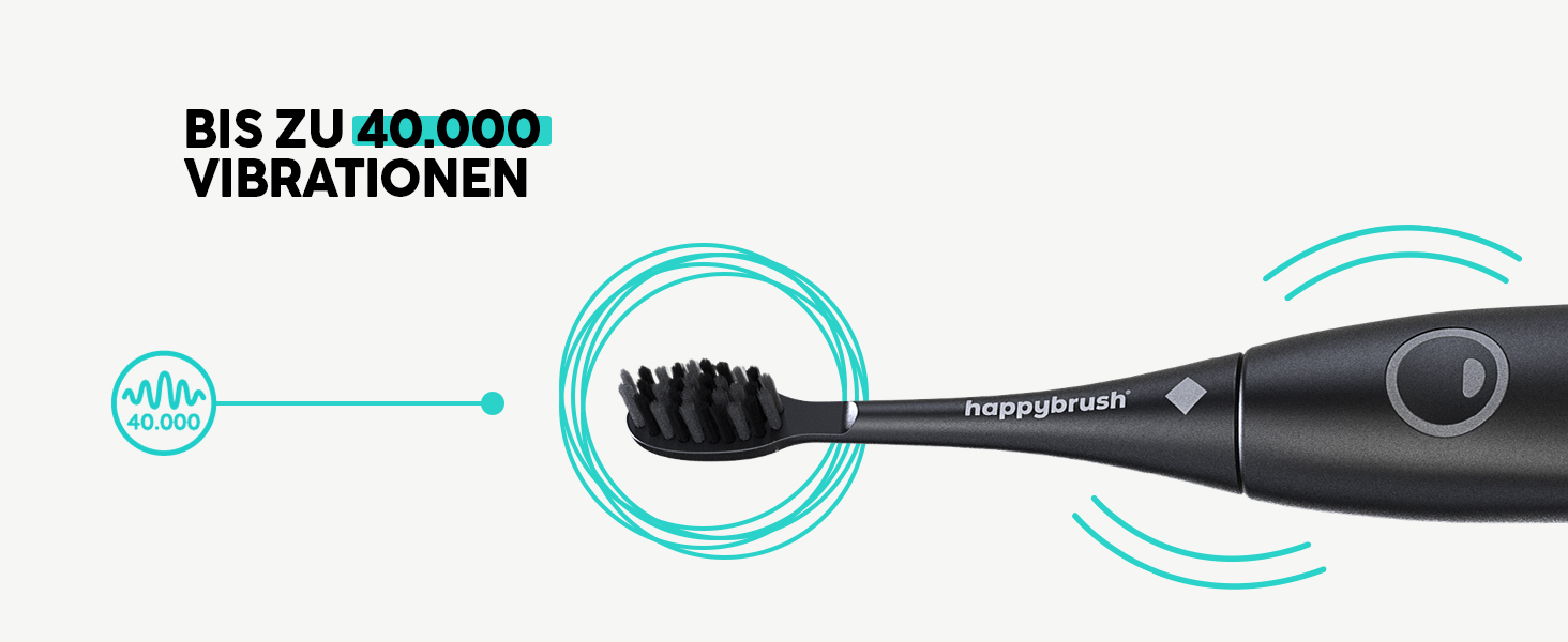 Електрична зубна щітка happybrush Eco Vibe 3+ (Чорна) - Ультразвукова, 8 тижнів роботи від акумулятора, 2 роки гарантії