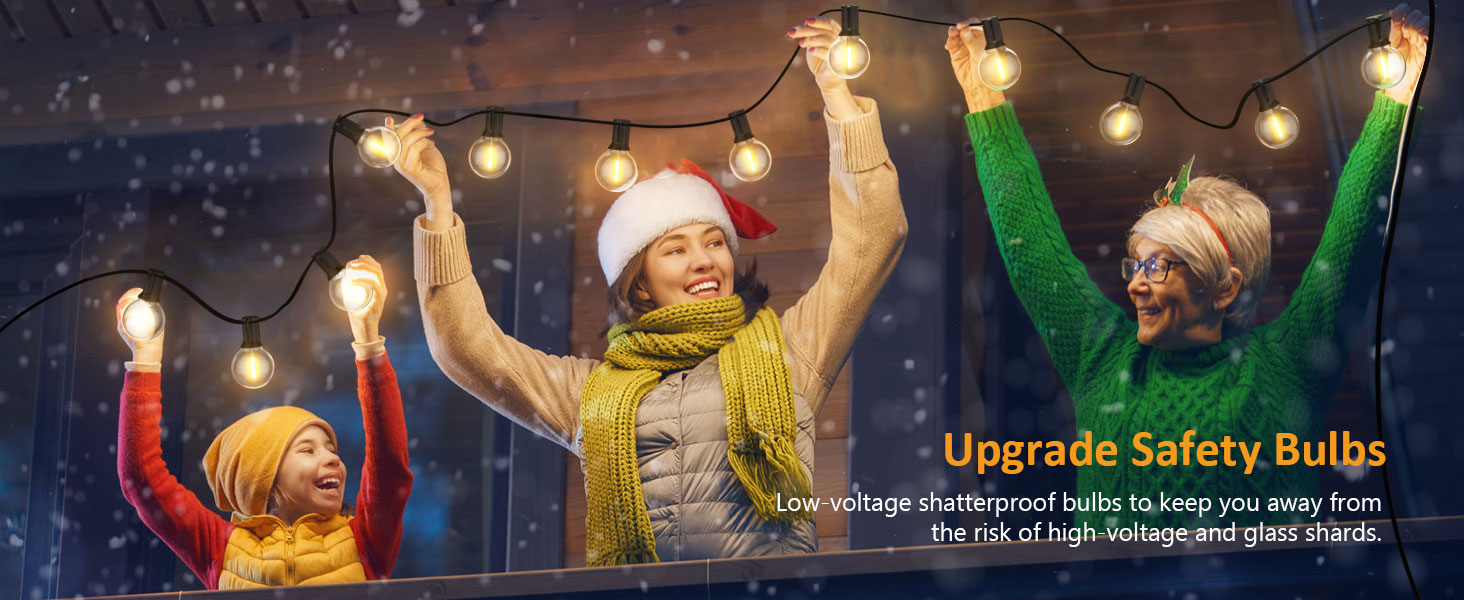 Льо́хкова гірлянда з 50+2 LED-лампочками, 45 метрів, IP45, тепле біле світло, для саду, тераси, святкування, з пульт дистанційного керування