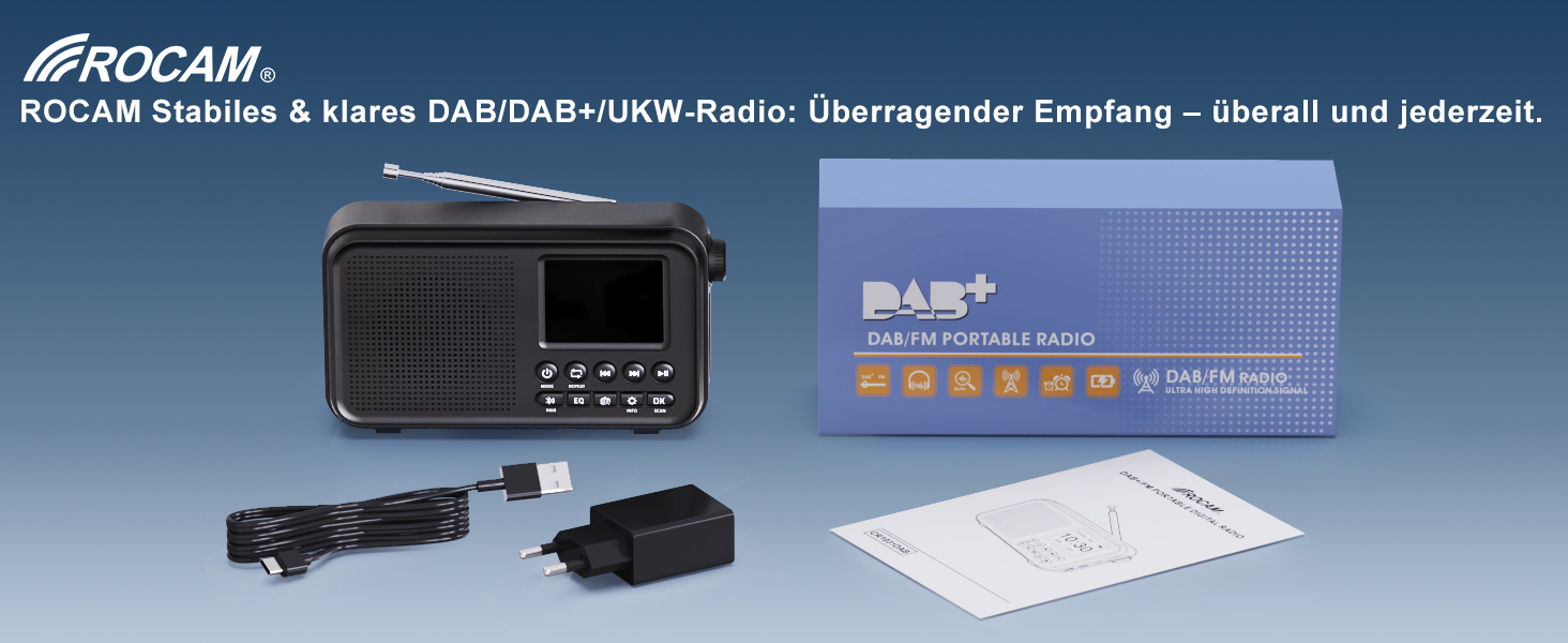 Портативне DAB/DAB+ радіо з Bluetooth 5.0, FM, акумулятором 3000mAh, дисплеєм 2.4