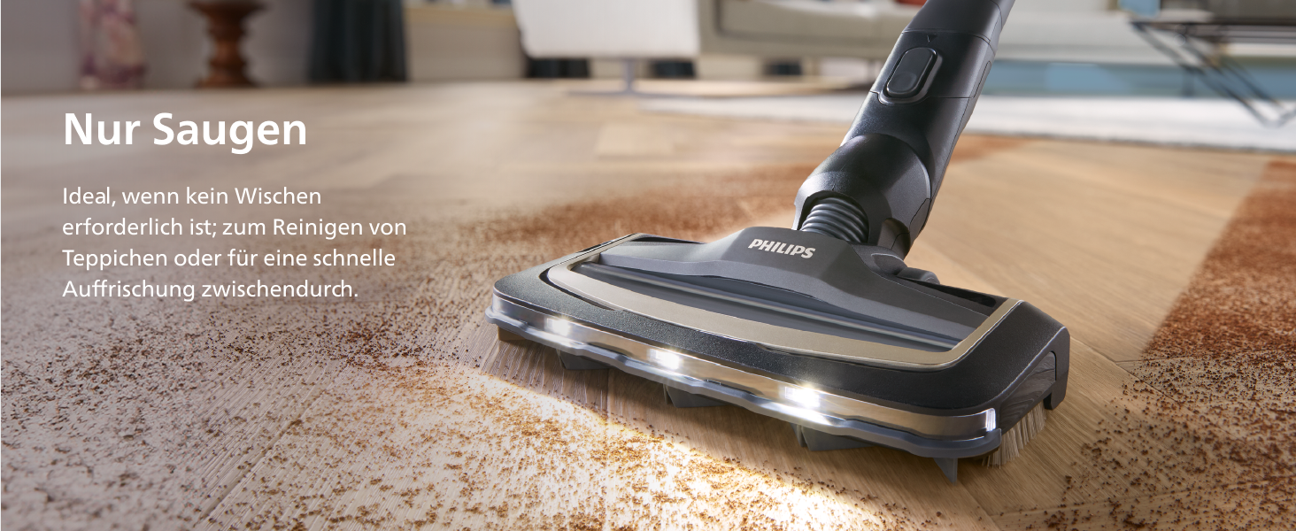Вертикальний бездротовий пилосос Philips AquaTrio 9000 серії 3-в-1 для сухого та вологого прибирання, чорний