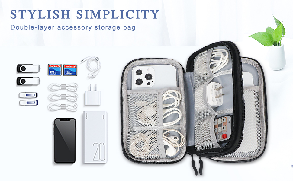 Органайзер для кабелів Simpolor: чорний кейс для зберігання дрожів, USB-накопичувачів, SD-карт та аксесуарів