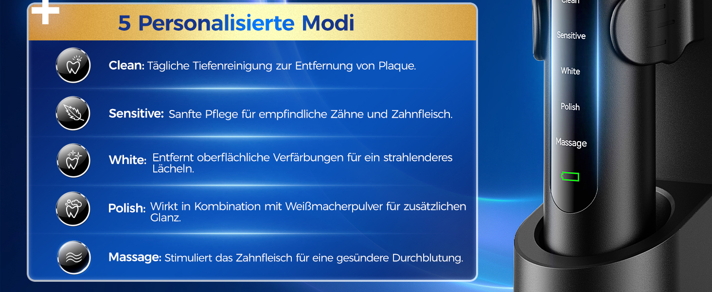 Електрична зубна щітка з круглою голівкою – 50 000 рухів/хв, 8 насадок, 3 режими інтенсивності та 5 режимів чищення, до 120 днів роботи, IPX7, кейс для подорожей та тримач, для дорослих та дітей (Чорний, 1 комплект)
