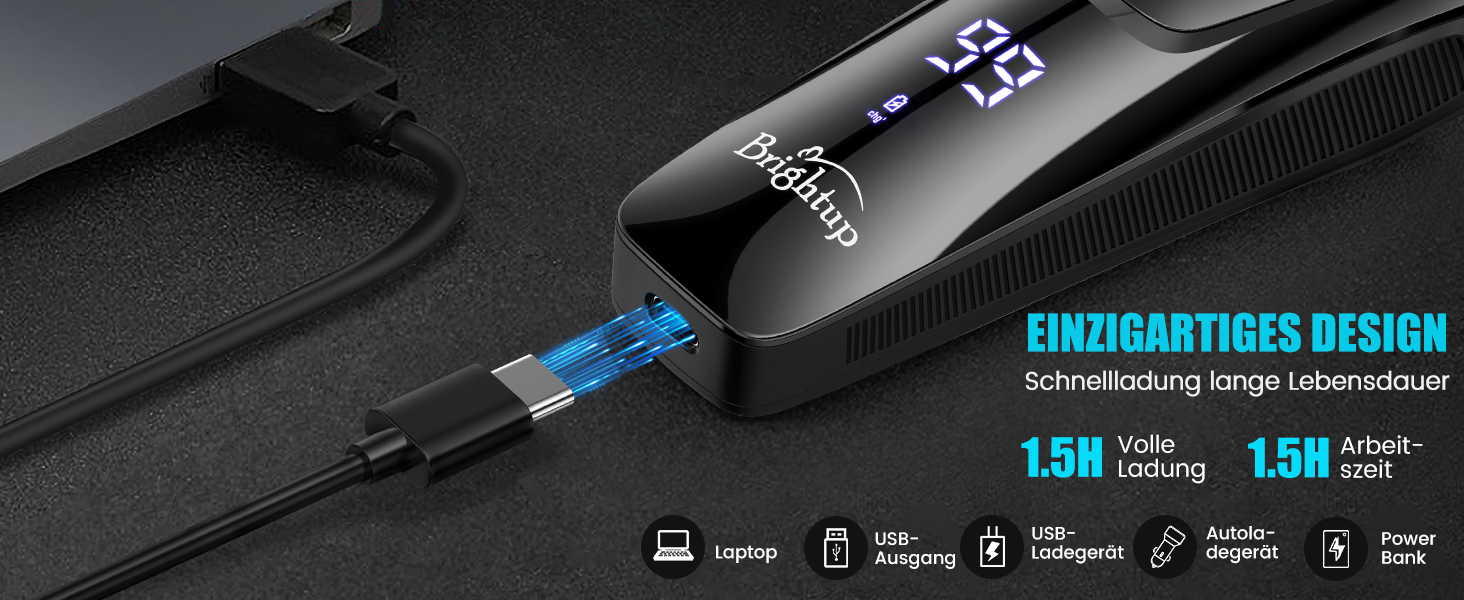 Електричний чоловічий бритва Brightup з тримером, IPX6, водонепроникний, USB-C, LED-дисплей, для подорожей, у кейсі