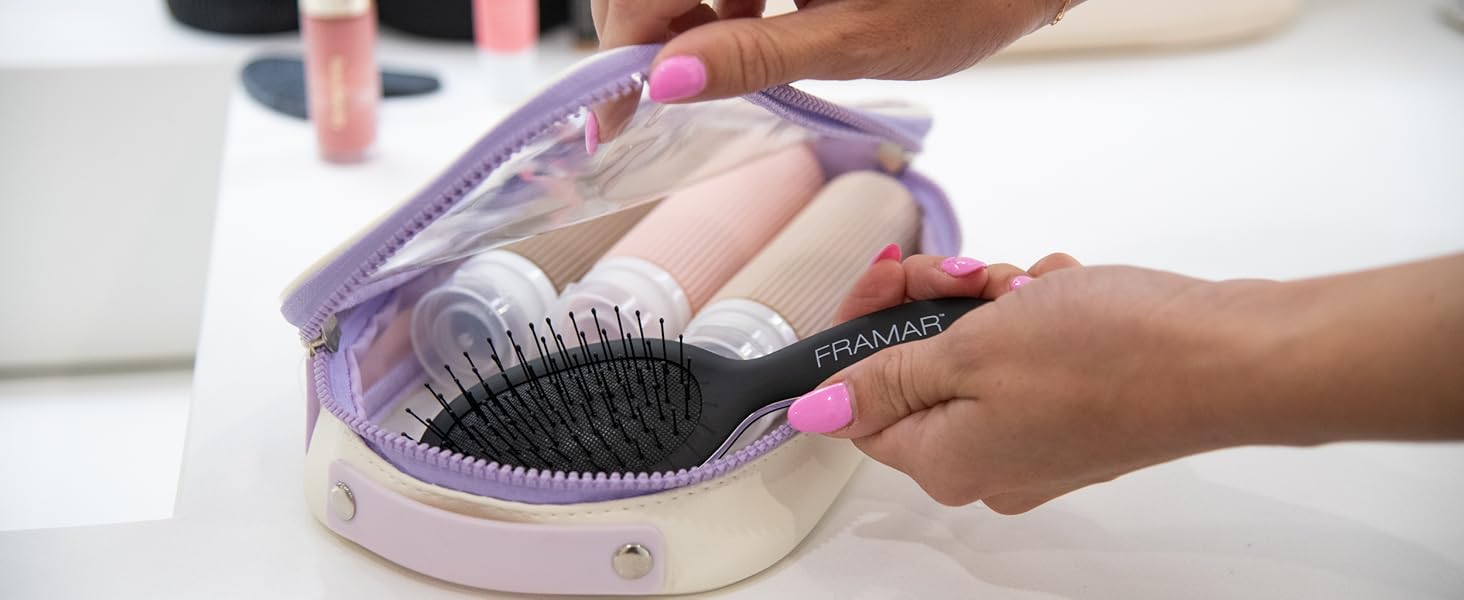 FRAMAR Міні гребінець для волосся - компактний, для подорожей, розплутування, для всіх типів волосся, чорний матовий