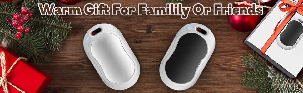 Електричні грілки для рук 2 шт. 10000 мАг з цифровим дисплеєм, USB-зарядка, Powerbank, подарунок на зиму для жінок та дітей (чорний/сріблястий)