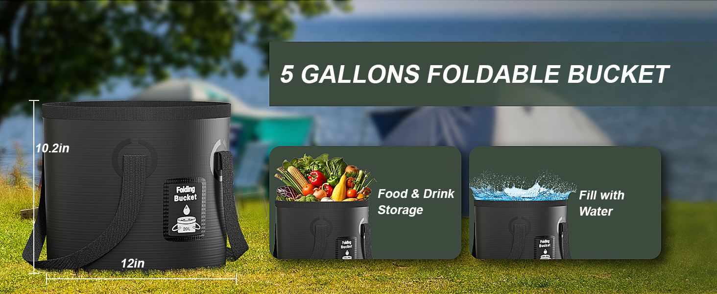 Митрікс Душ для кемпінгу портативний, 8000mAh з індикатором температури, 19 л, складаний відро, для кемпінгу, подорожей, саду, піших прогулянок, миття авто (чорний)