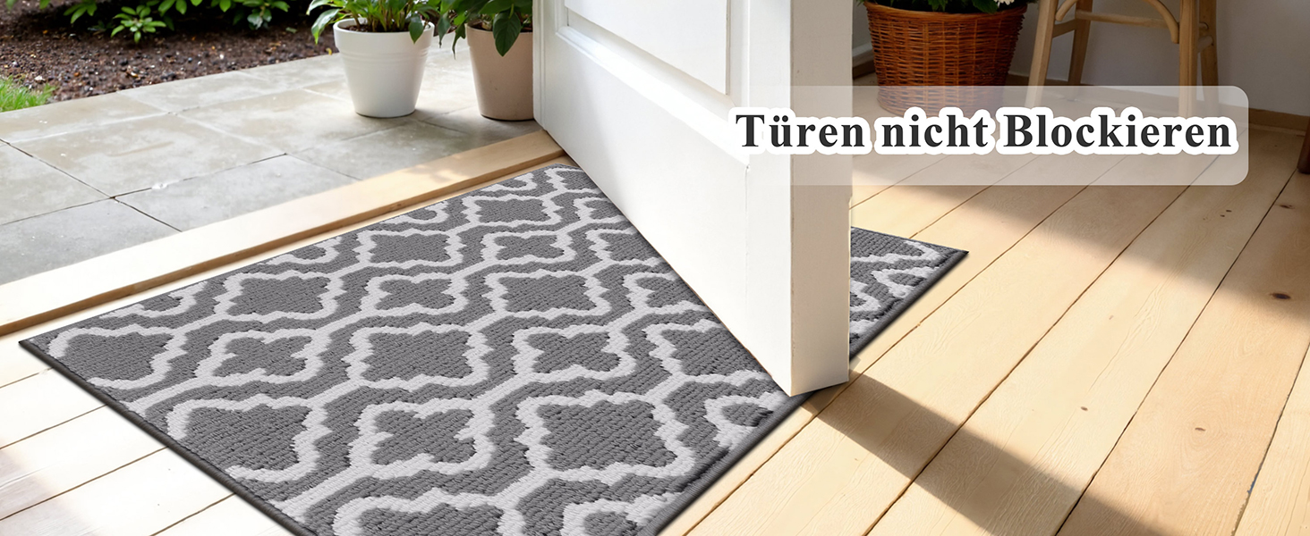 Килимок вхідний SHACOS 90x150 см протибрудний та протиковзкий, вологостійкий килим для дому, передпокою, тераси та саду, сірий