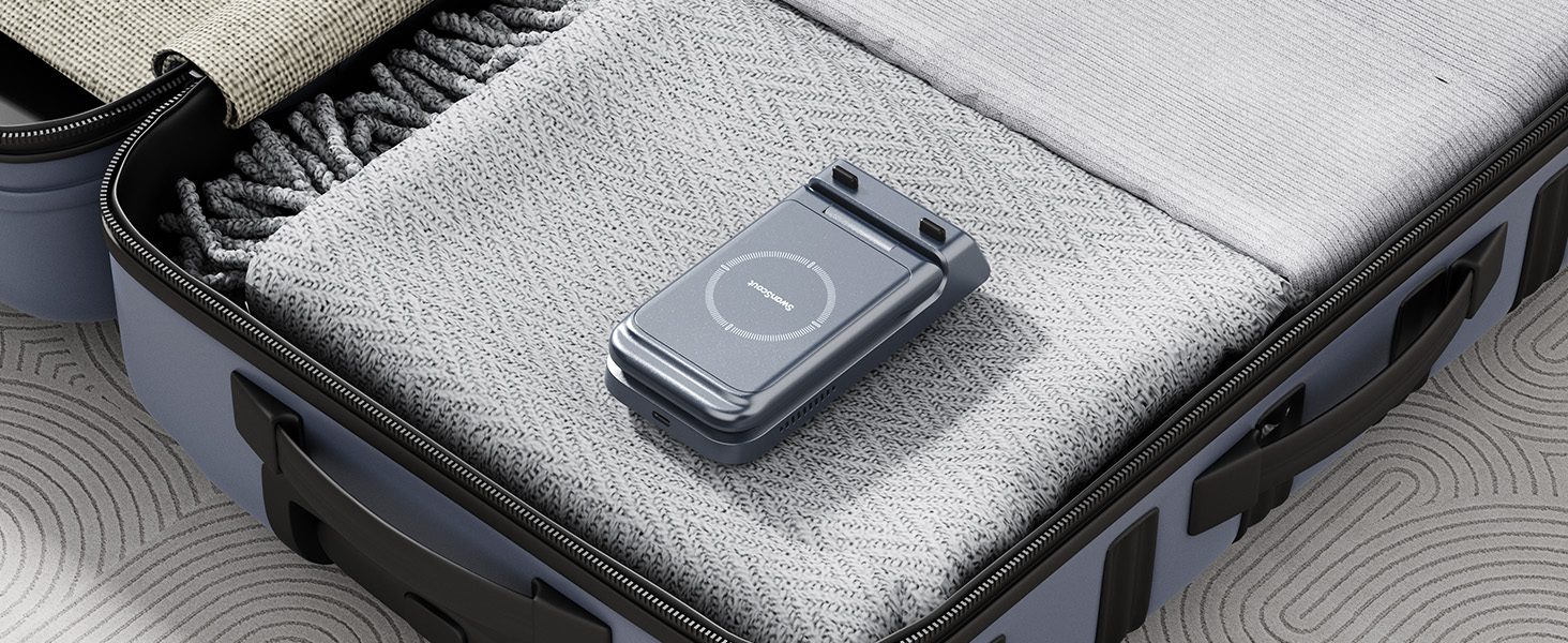 Бездротова зарядка 3-в-1 SwanScout 703A для iPhone 17/16/15/14/13/12, Apple Watch 11/10/9/8/7/Ultra та AirPods Pro 3 (Tech Grey)