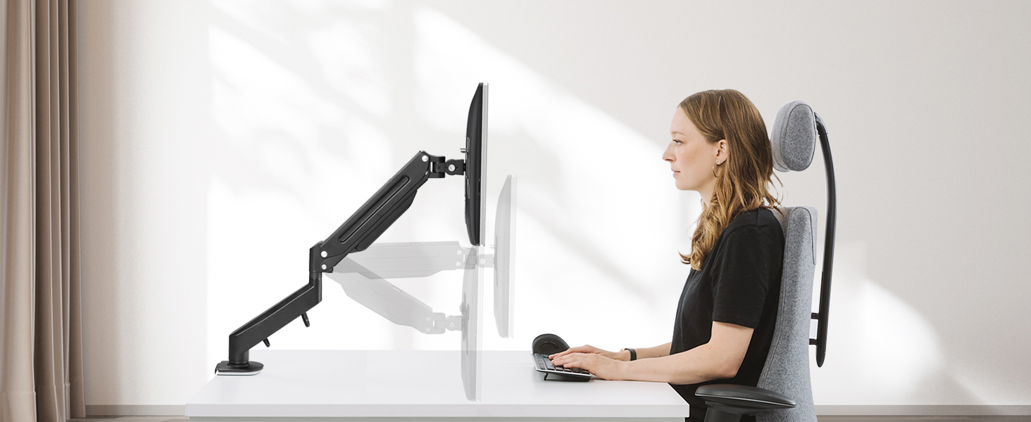 Кріплення для монітора Suptek, регульована висота, газовий амортизатор, для моніторів 17-32 дюймів, VESA 75/100 мм, до 10 кг, ергономічна підставка, чорний