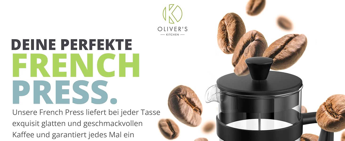 Френч-прес Oliver's Kitchen® - 1 літр, чорний: для автентичного кавового смаку