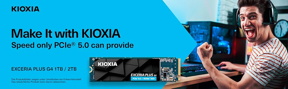 SSD KIOXIA Exceria Plus G4 2TB M.2 2280 NVMe PCIe 5.0 - 10000/8200 MB/s - для ноутбука, ПК, геймінгу, відеомонтажу