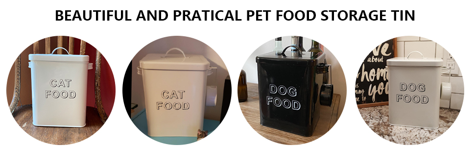 Контейнер для корму для собак Pethiy, 6.5 л, метал, білий - з міркою та герметичним кришкою