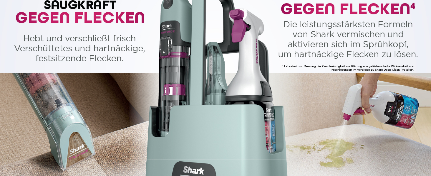 Shark StainForce: портативний бездротовий видалення плям та запахів для килимів та меблів (HX100EUCP)