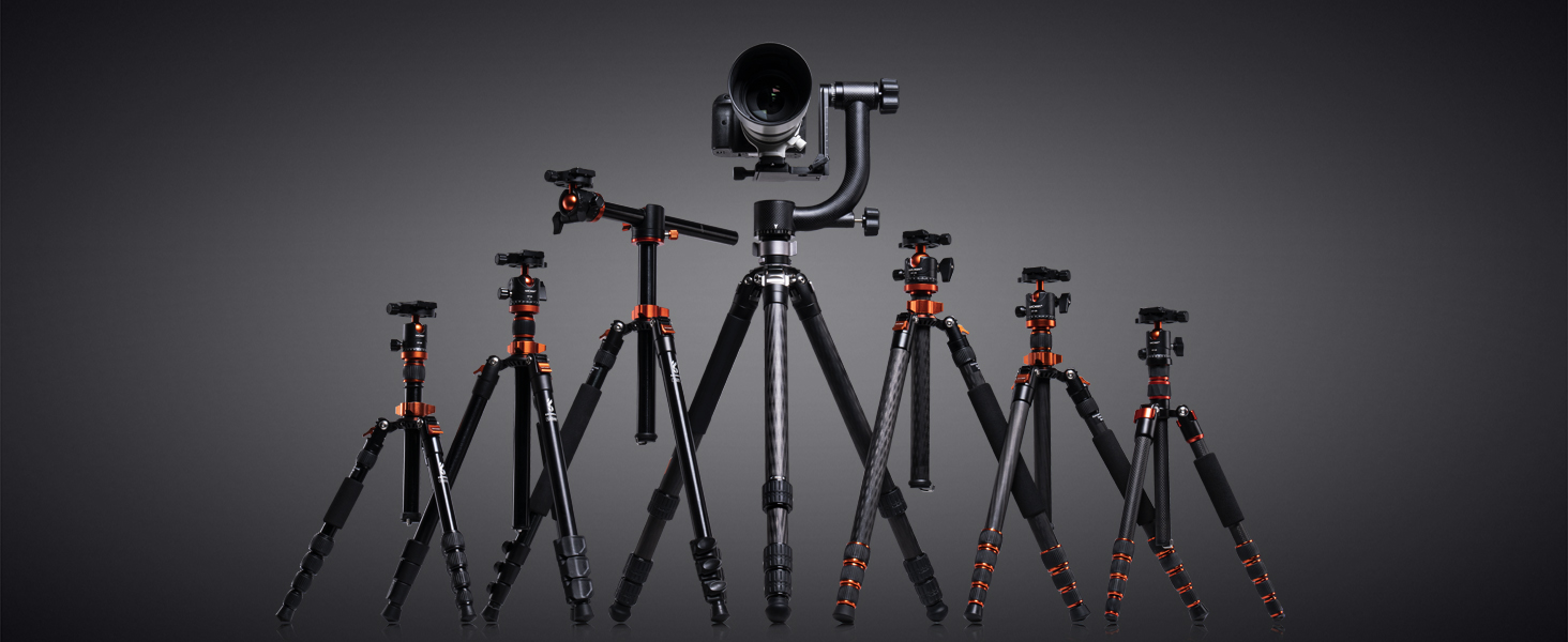 Штатив для камери K&F Concept 156cm з вуглецевого волокна, компактний, знімний монопод, кульова головка 360°, вантажопідйомність 15 кг, A255C2+BH-36L