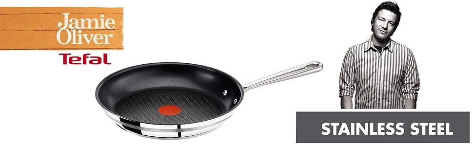 Сковорода Tefal Jamie Oliver E85606 28 см з індукційним дном та термоспортом. Антипригарна нержавіюча сталь