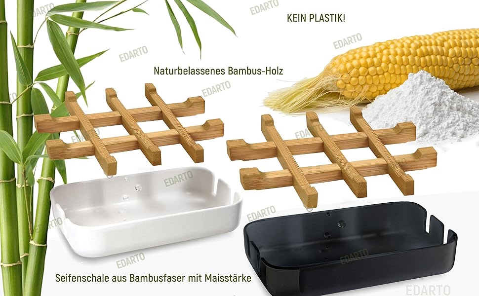 Набір для миття рук: мильниця з бамбука та кукурудзяного крохмалю + 2 мішечки для мила