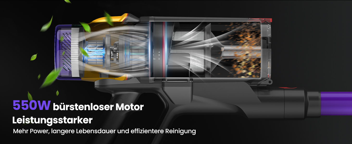 Акумуляторний пилосос SICBCGB 48000Pa/550W/70хв, 2.0L з HD-дисплеєм, антизаплутувальною щіткою, док-станцією, 11-шаровою фільтрацією для шерсті тварин та авто (фіолетовий)